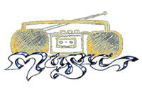 music boombox badge