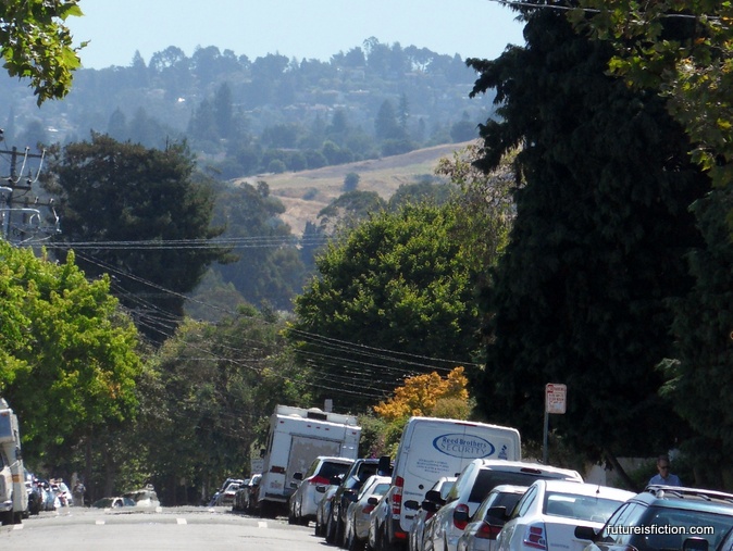 The Oakland hills looking East from near Telegraph Ave