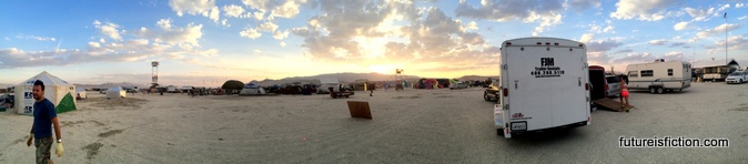 One of many photos of our first sunset on the playa