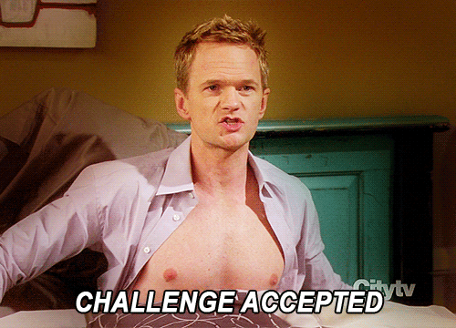 NPH as Barney Stinson saying Challenge Accepted