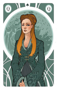 Sansa Stark illustrated as a playing card by Simona Bonafini