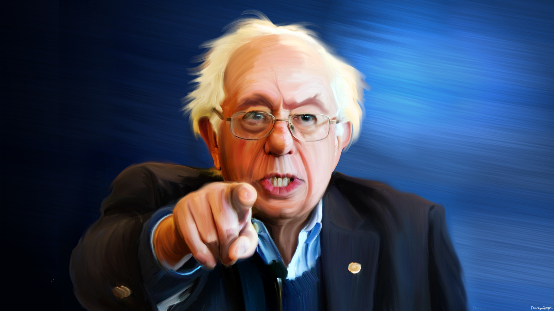 Bernie Sanders painted by Donkey Hotey