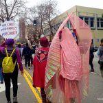elaborate vagina costume, Women's March Oakland 2017, from the back