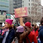 Protest sign at Women's March in Oakland: Womyn live longer than fascists