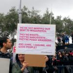 So great! Sign reads: "we're not sending our best to Washington. They're bigots, they're narcissists, they're pussy grabbers...and some, I assume, are good people?"