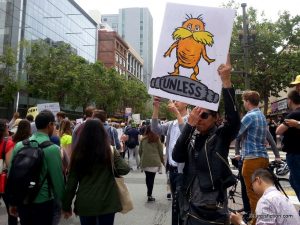 A protest sign with the Lorax