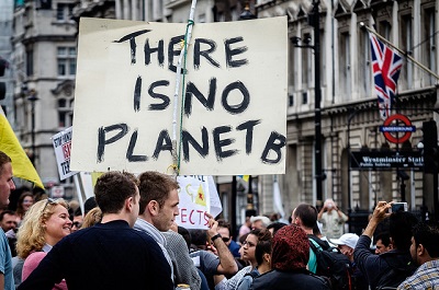 There is no planet B protest sign at climate rally